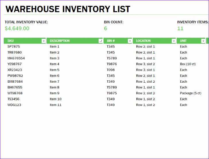 warehouse inventory excel spreadsheet sample 1237 728552