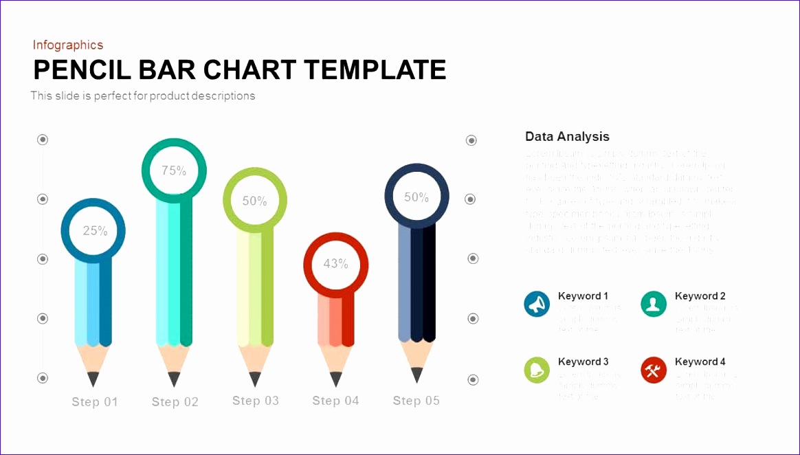 pencil bar chart powerpoint and keynote template 1164662