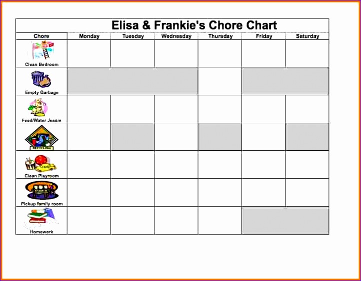 excel chore chart 722563