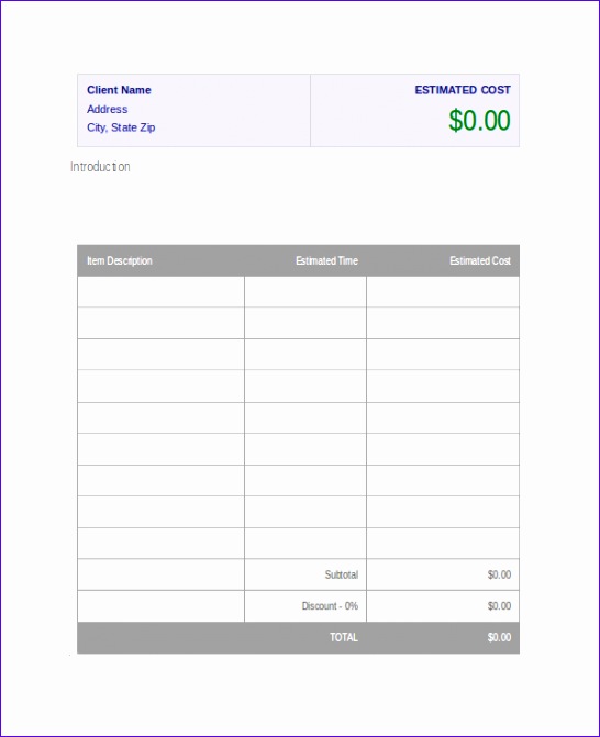  Excel Cost Estimate Template  Exceltemplates  Exceltemplates
