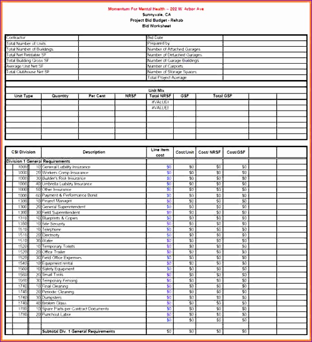 10 construction cost spreadsheet template 627688
