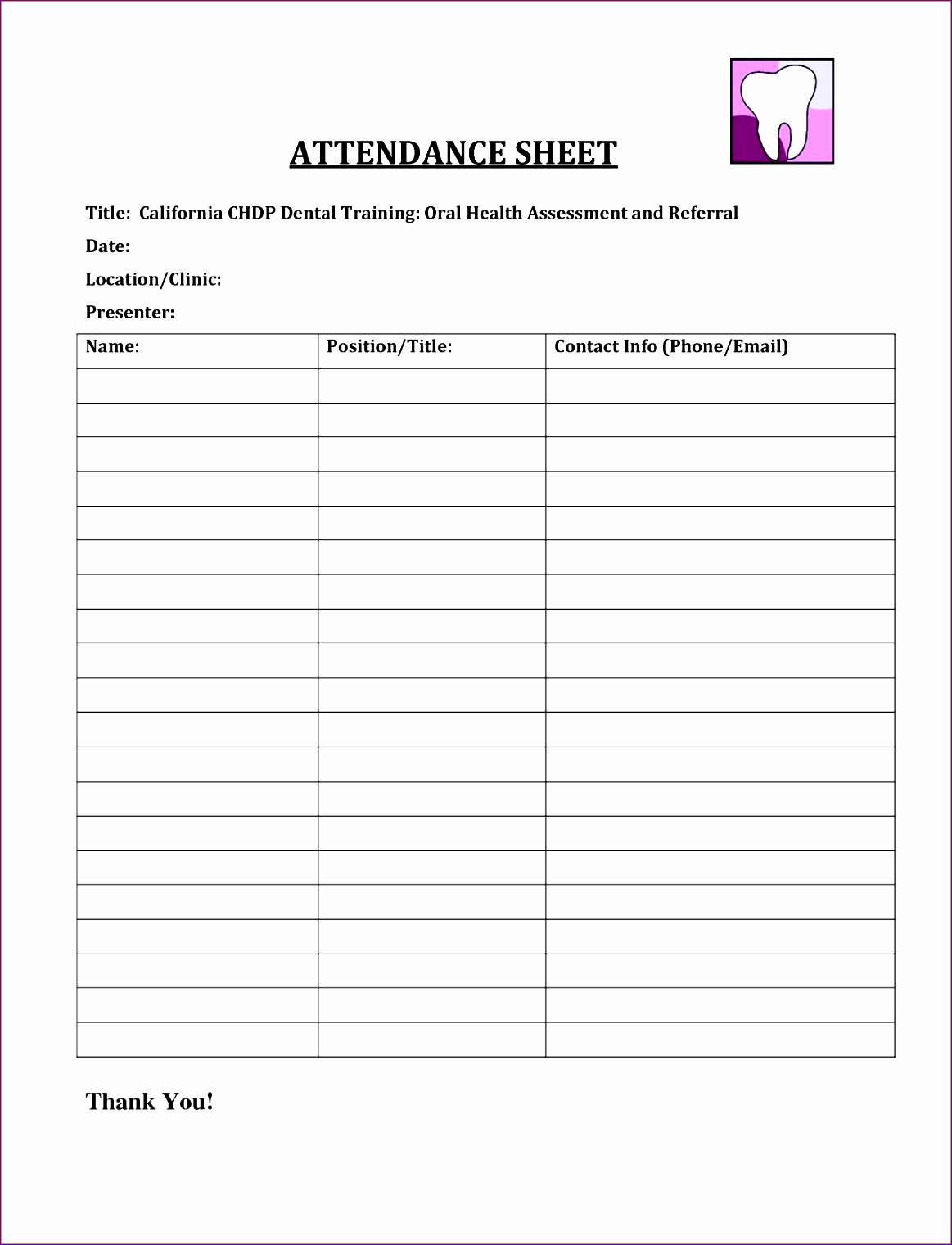 attendance sheet template word 11631521