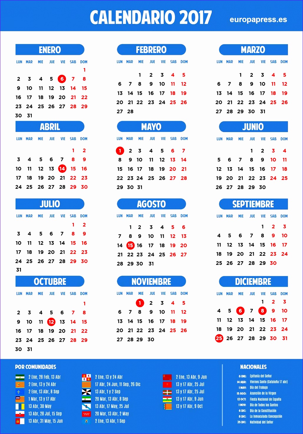 calendario 2017 dias festivos 10291472