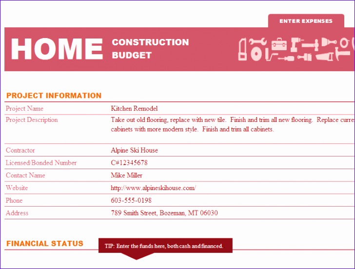 Home Construction Fund and Bud Template for Microsoft Excel 586o9 home construction fund and bud template 216 728552