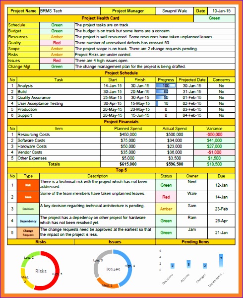4 one page project status report template 490600