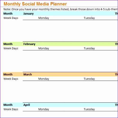 monthly social media planner 499499