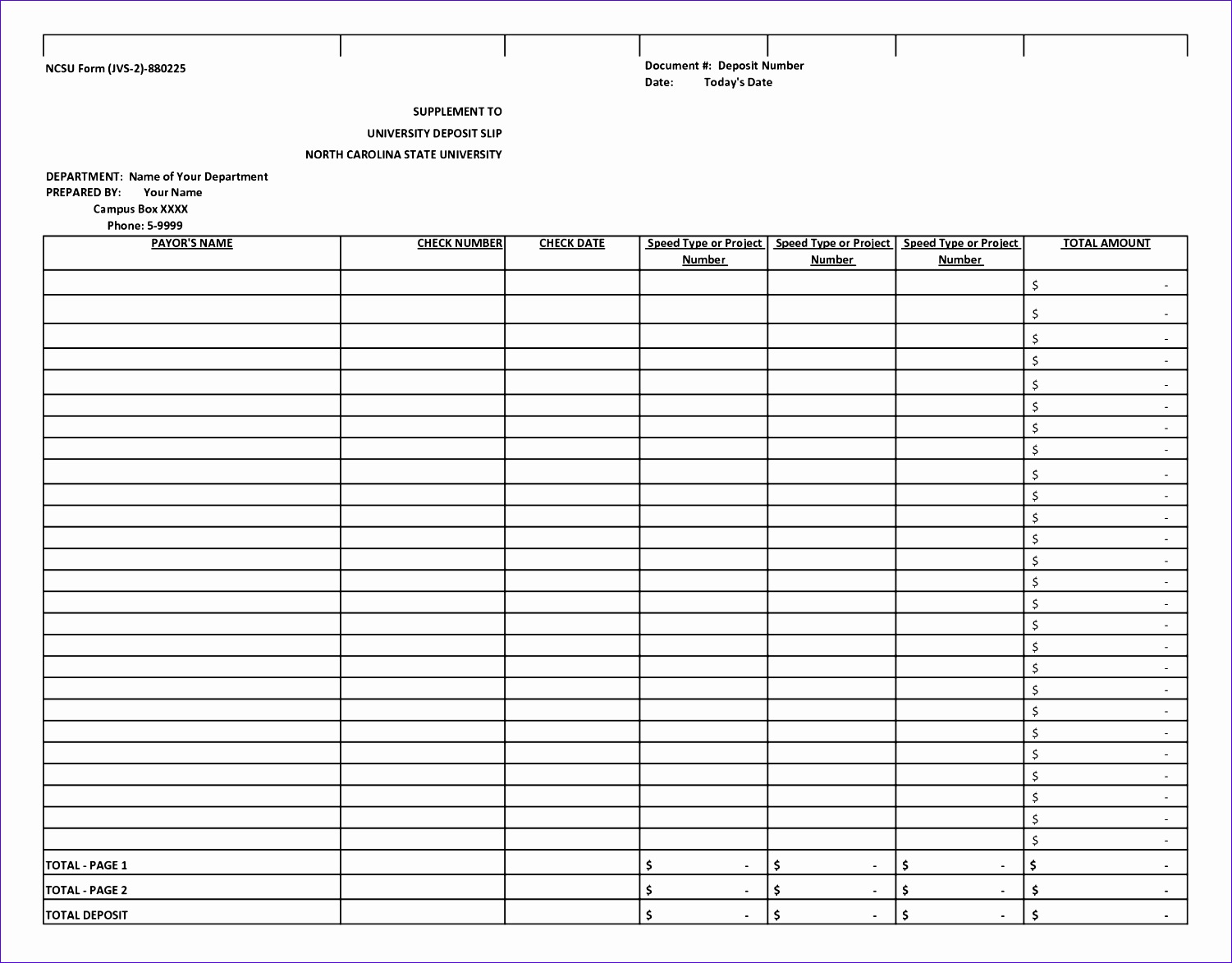 7 Excel Deposit Slip Template - Excel Templates