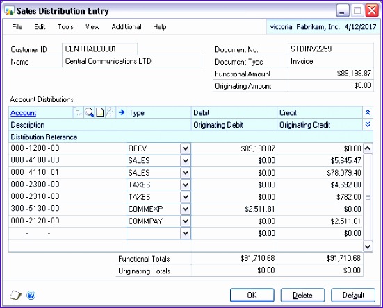 sales transaction entry gl distributions in dynamics gp 551444