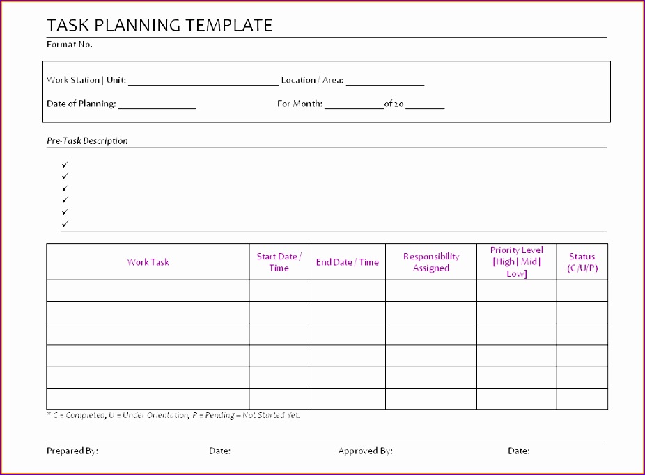 5 daily task list template