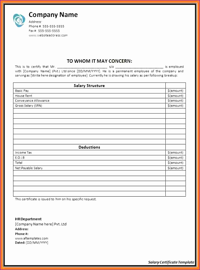 8 salary statement sample format 653879