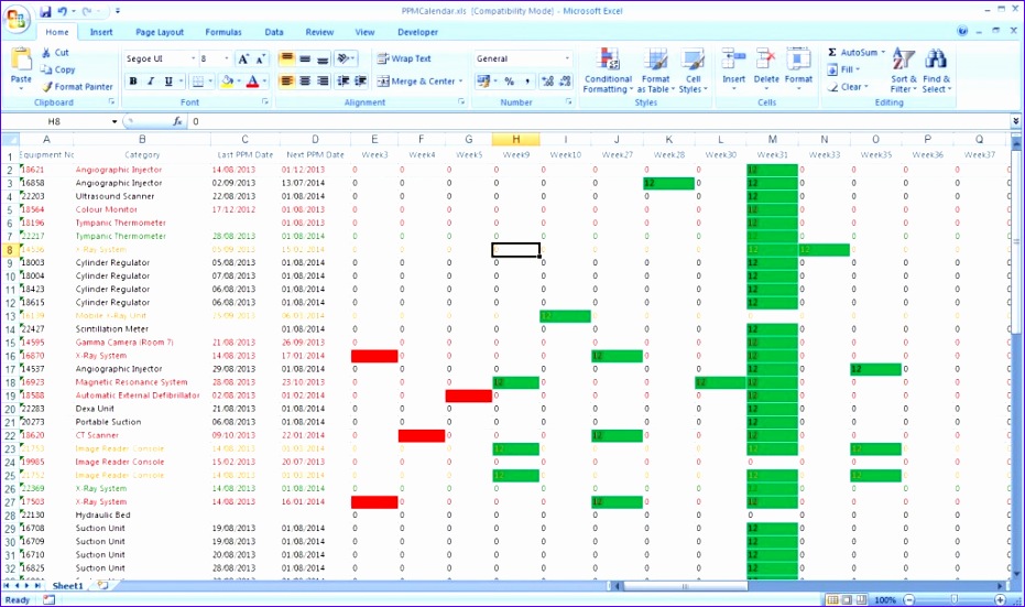ppm schedule template excel 1578 931551