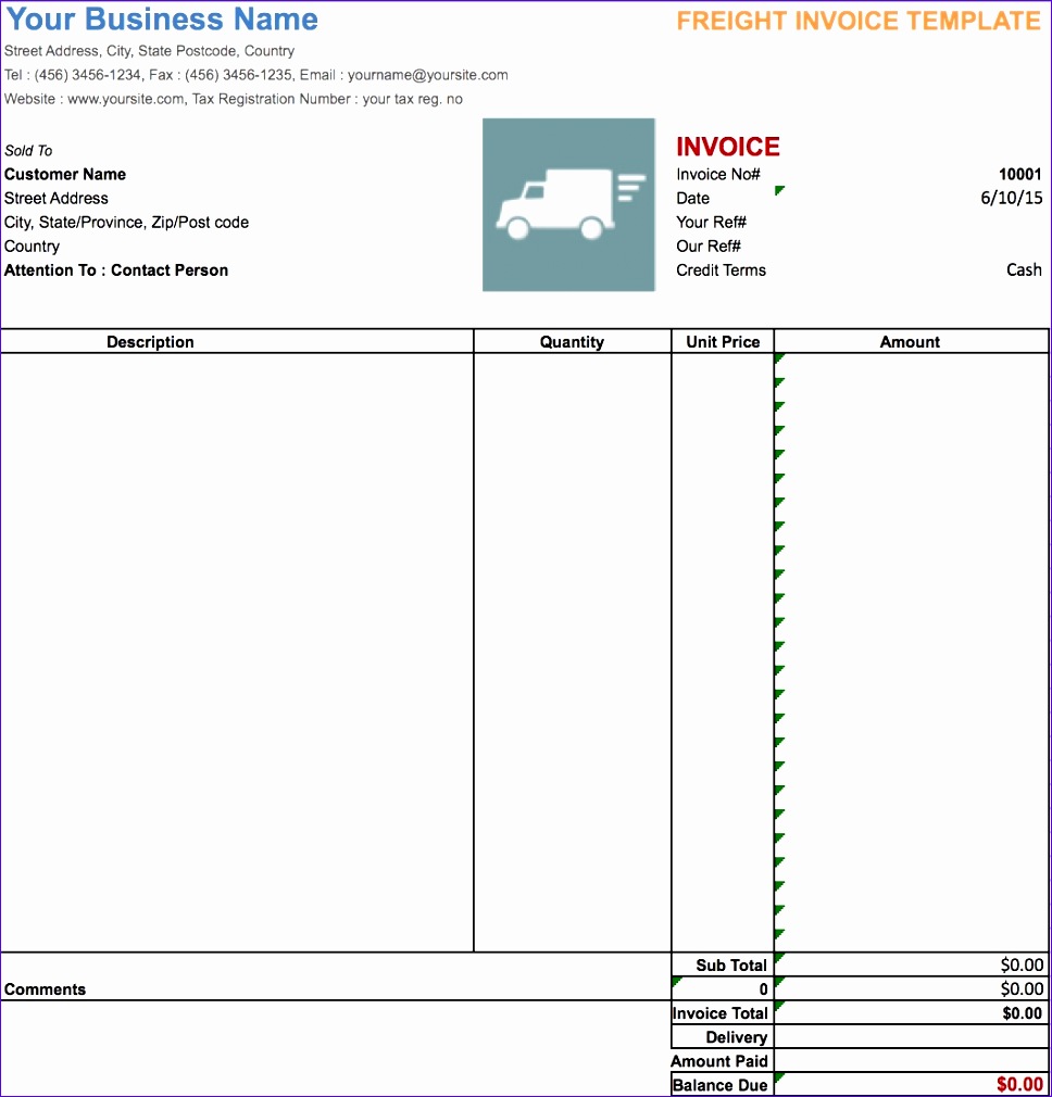 freight invoice sample 9681010