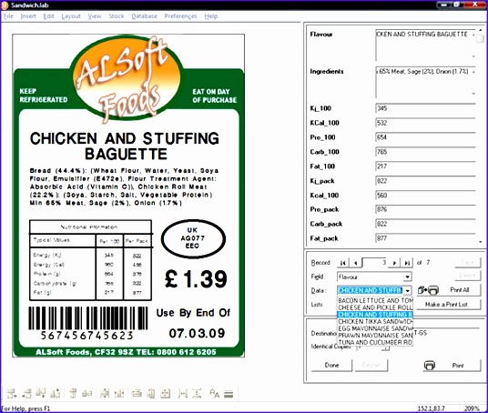 sandwich food labelling 536454