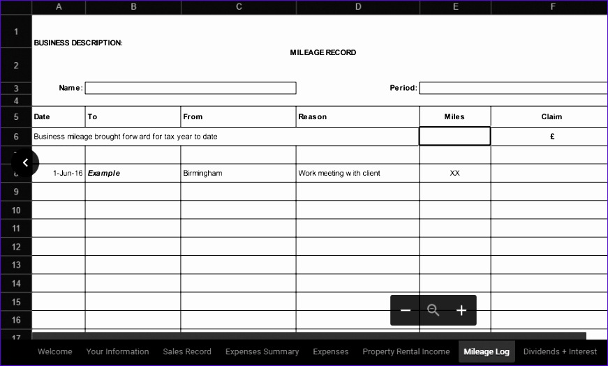 self employed self assessment record template 871525