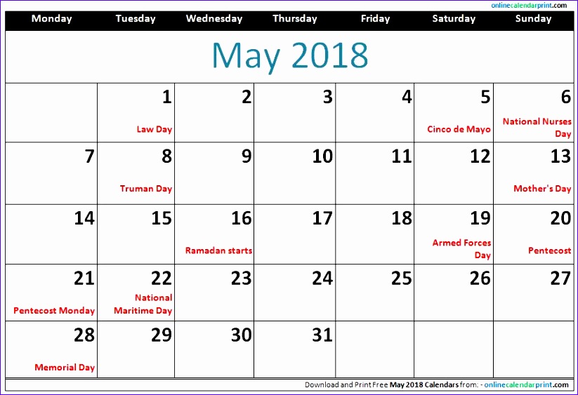 may 2018 calendar with holidays 257 823563
