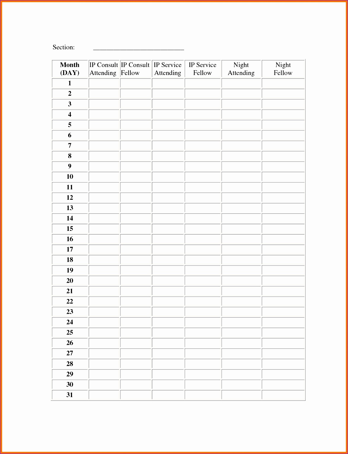 blank itinerary template