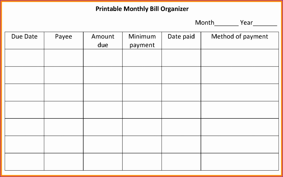 9 monthly bill organizer template 924580