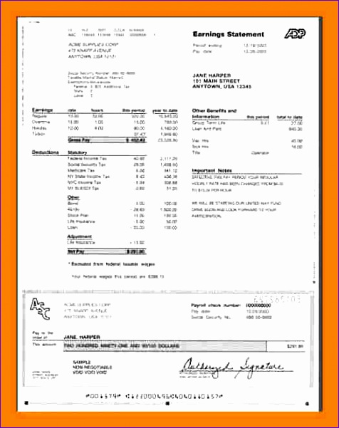 9 adp pay stubs template 476601