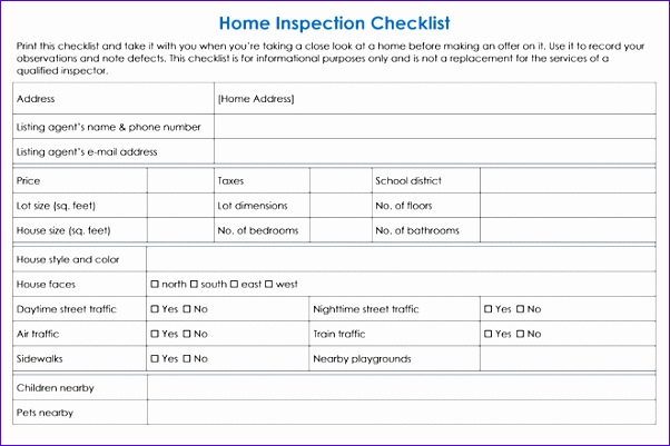 home inspection checklist template 602401