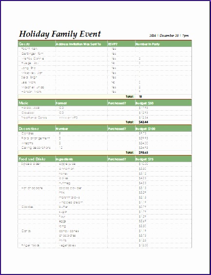 holiday family event checklist