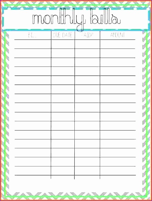 6 bill tracker spreadsheet