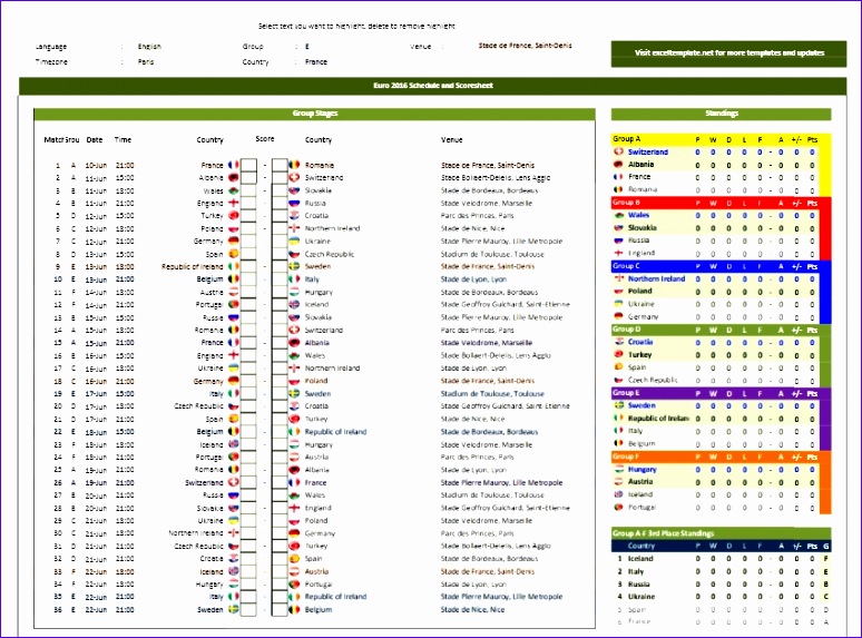 euro 2016 schedule score sheet template