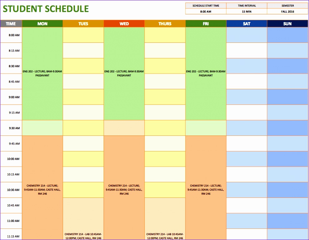 schedule spreadsheet template 990769