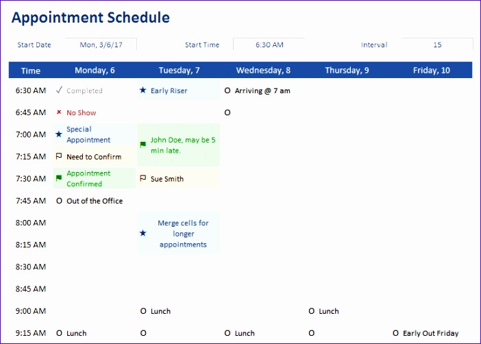 spreadsheet for appointment schedule 702502