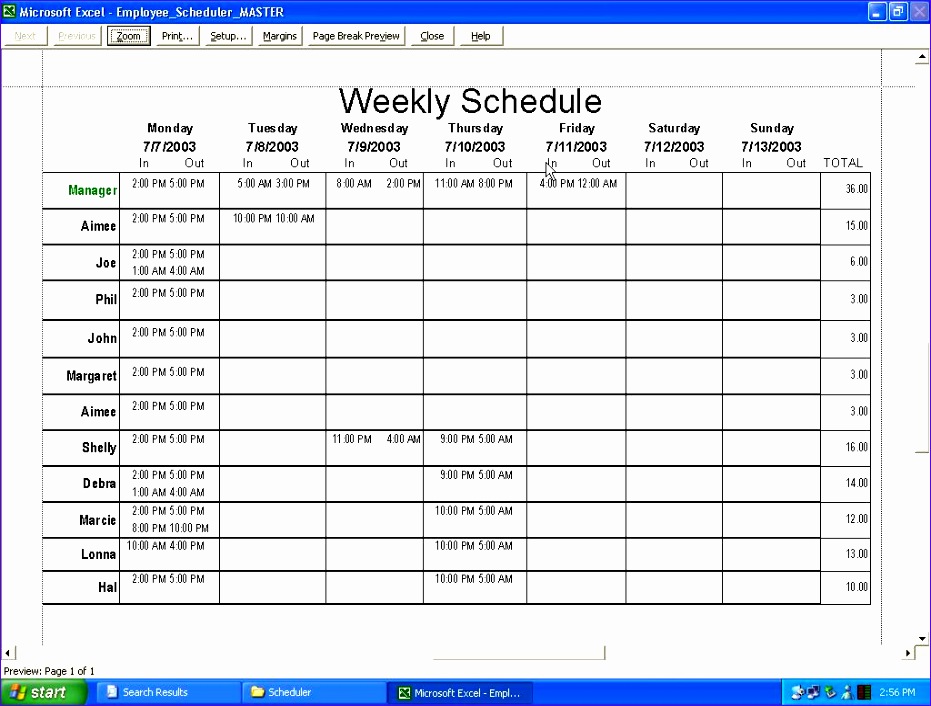 staffing schedule template 4173 931706