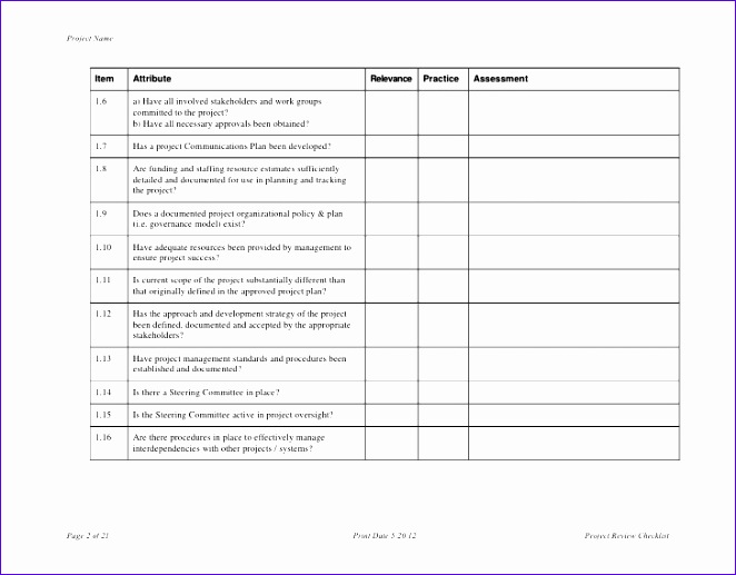 project audit review checklist 662517