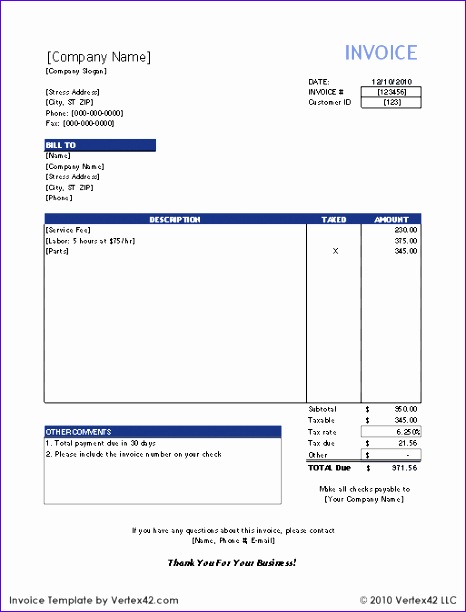 excel invoice template