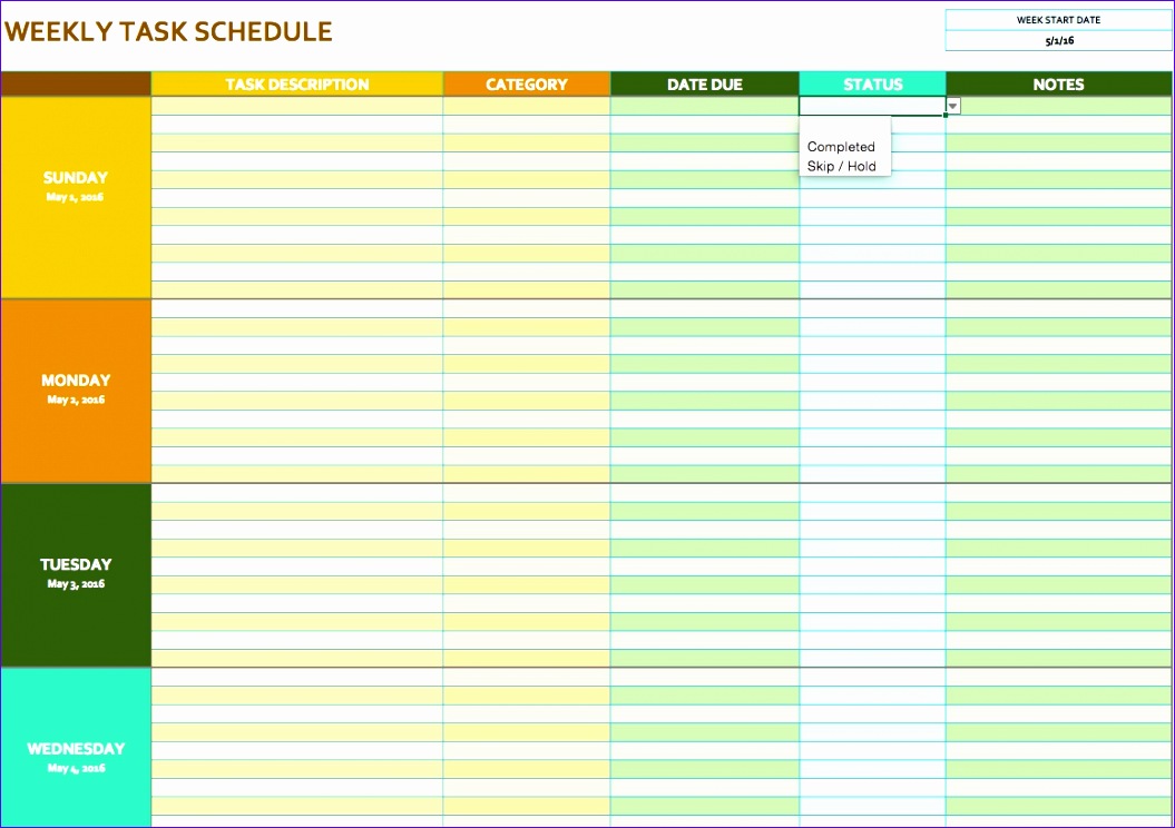 free weekly schedule templates for excel smartsheet gallery