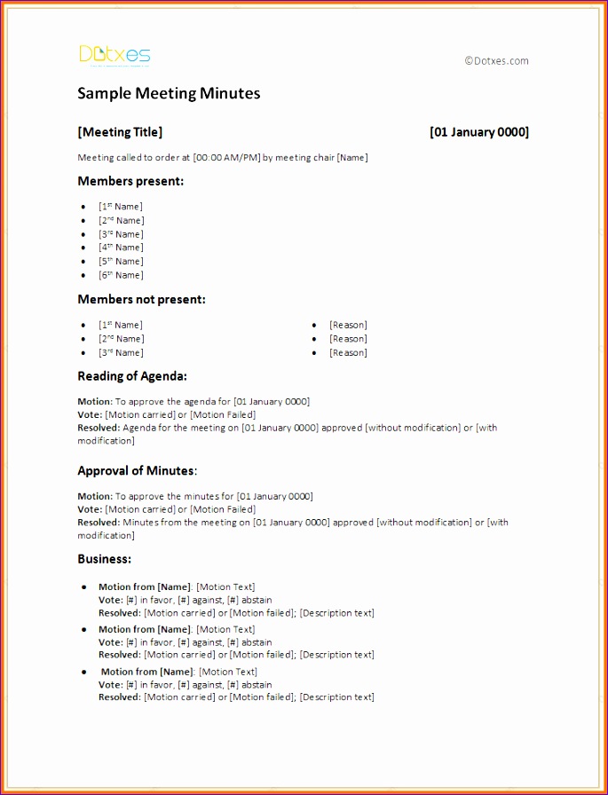 sample meeting minutes 685896