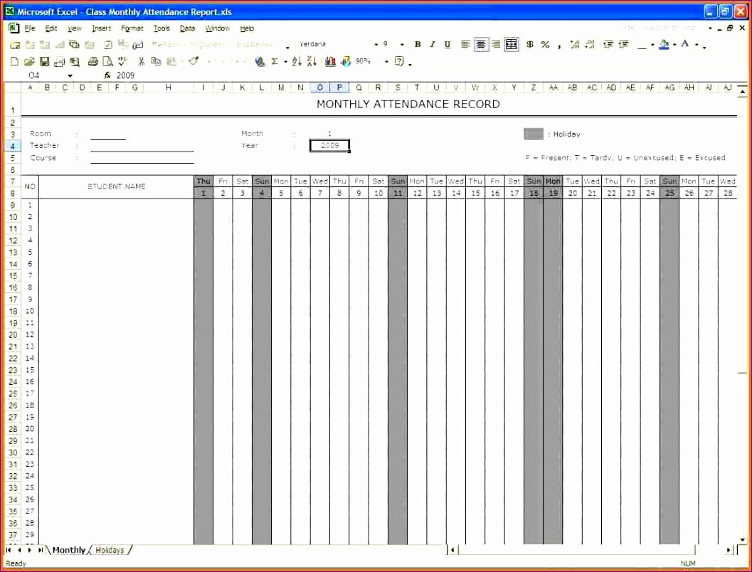 attendance record template 1057804