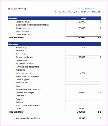 profit and loss statement form template 354414