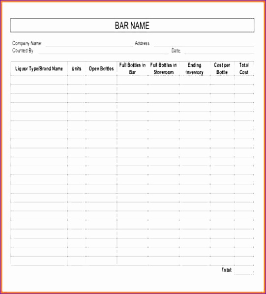 7 bar liquor inventory spreadsheet 541598