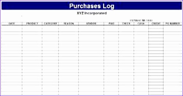 purchase order log template 586309