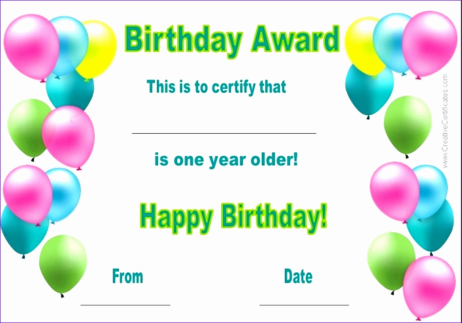 birthday certificate template