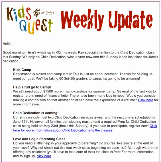 weekly update template