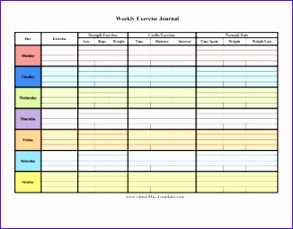 Colorful 7 Day Exercise Log 330258