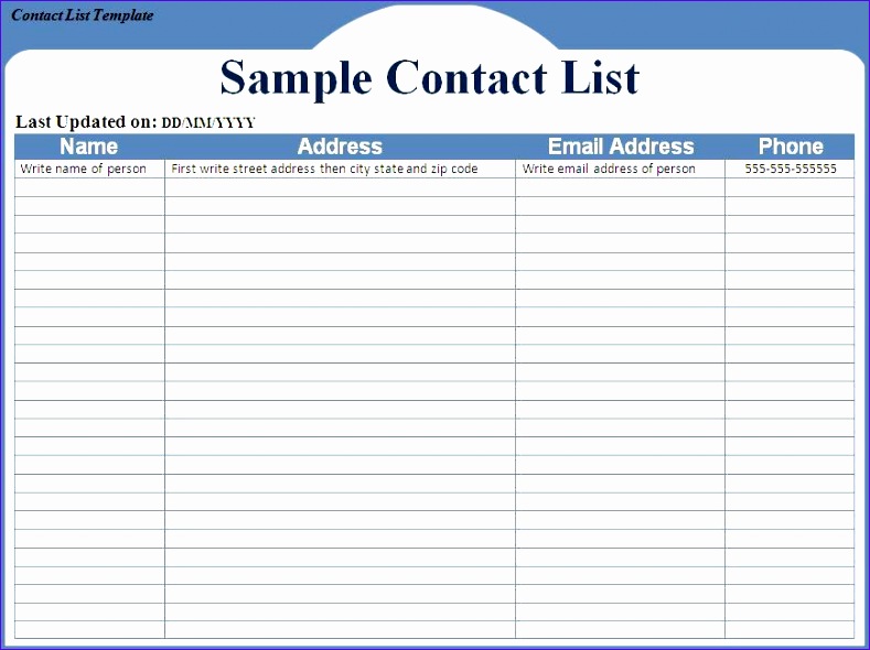 contact list template 789590