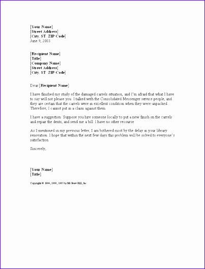 letter offering solution for damaged shi 231 404529