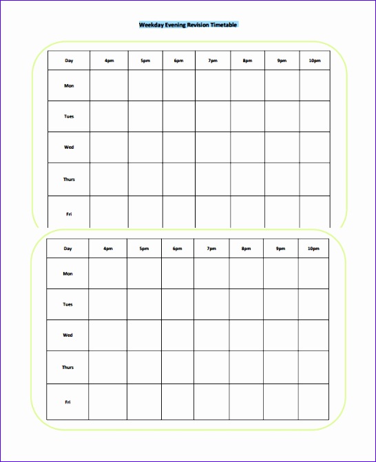 revision timetable template excel 1135 546671