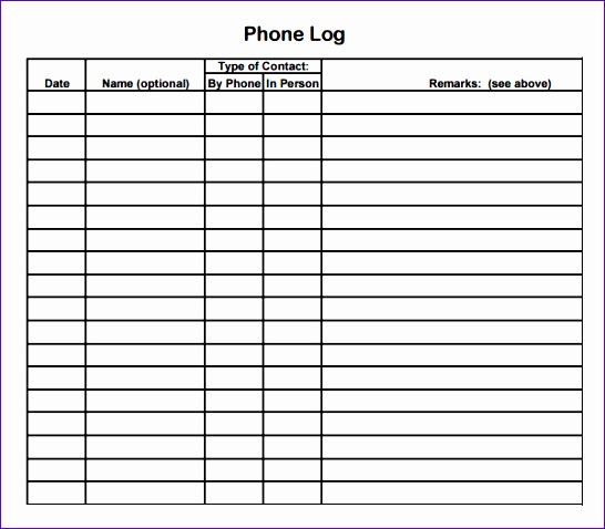 phone log template 546478