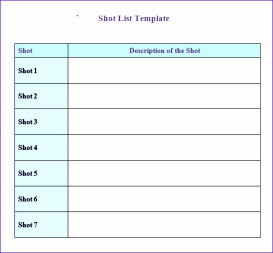 shot list template 546506