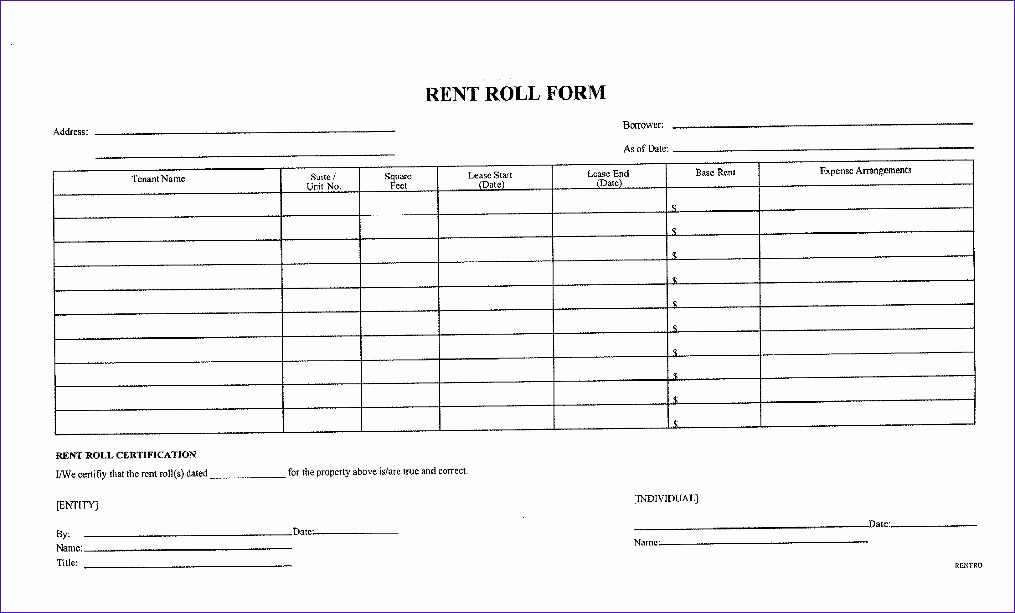 free rent roll template