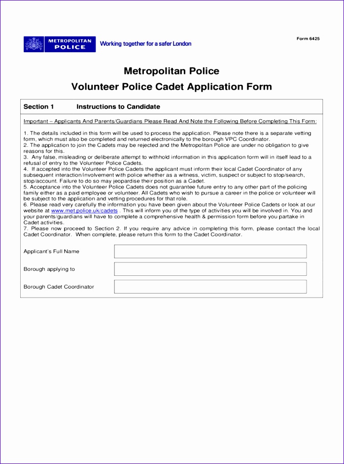 metropolitan police application form