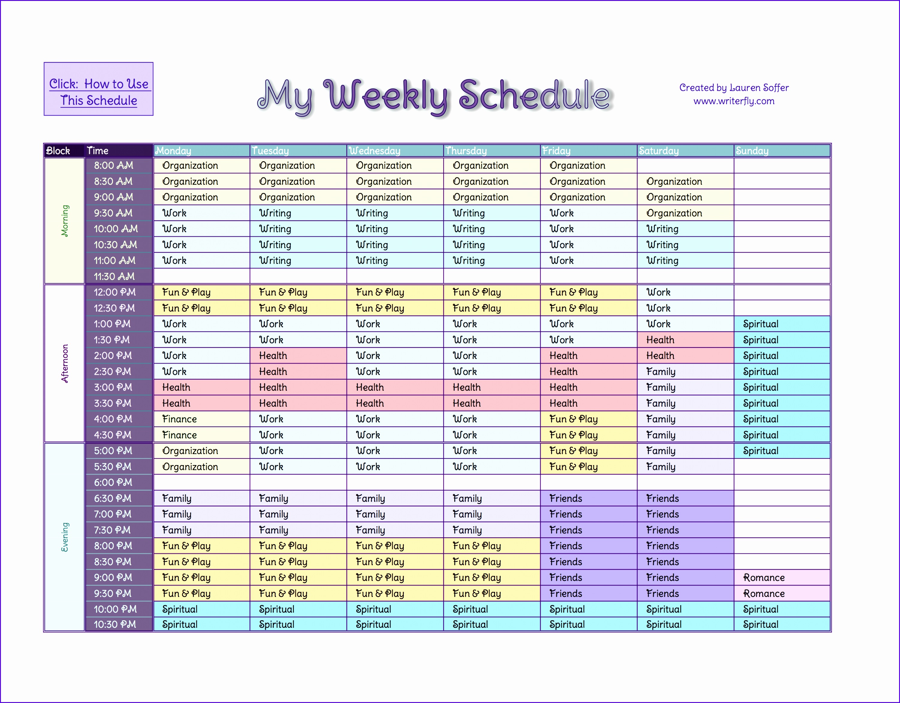 Getting Things Done Gtd A Weekly Schedule System Excel Time Template Hourly Sample Time Schedule Template 30032346