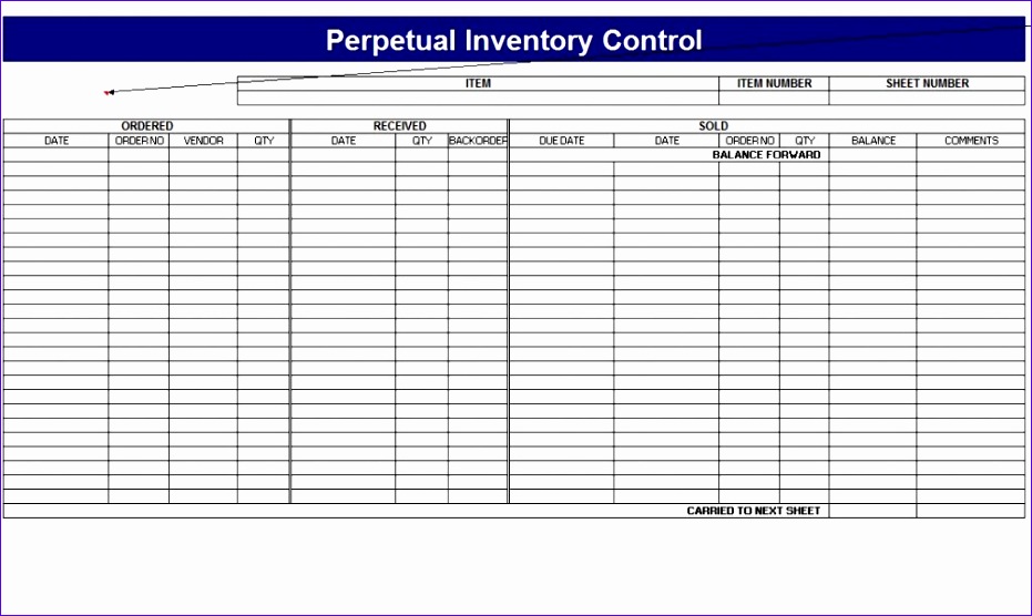inventory control sheet