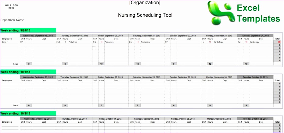 nursing staff schedule template 4271 931438